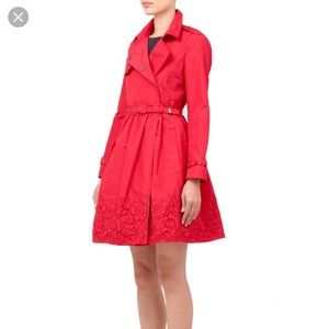 Valentino Lace Applique Hem Trench Coat